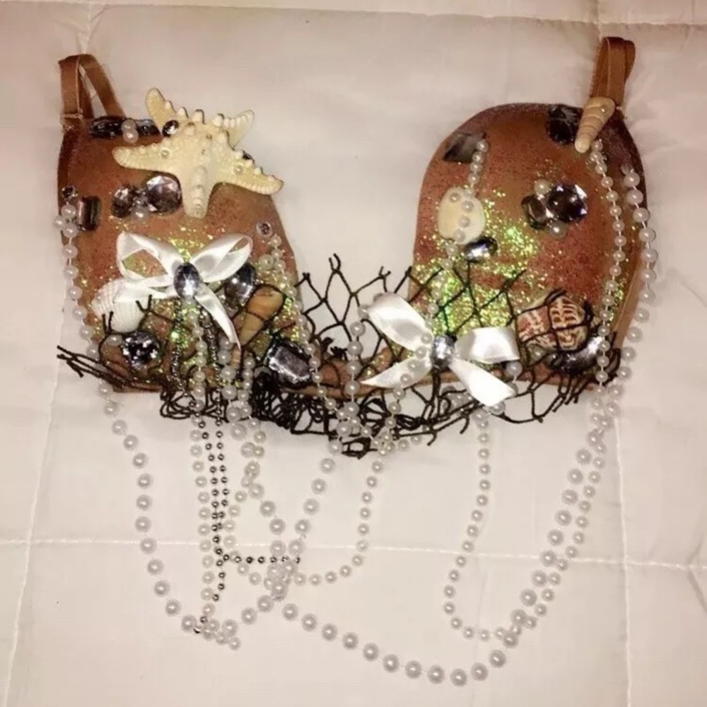 Mermaid Beige Rave Festival Bra 34B
